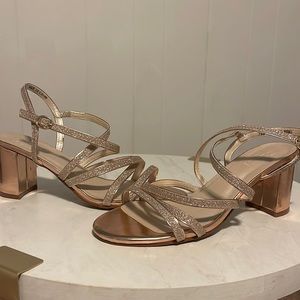 Block Heel with Glitter Straps